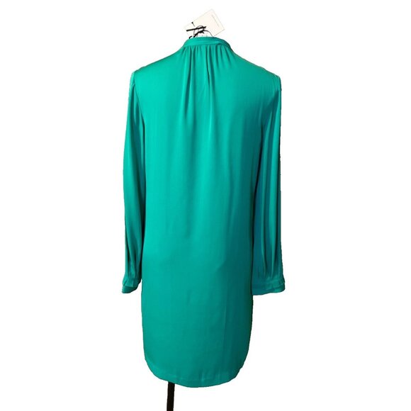 DVF Diane Von Furstenberg Atira Dress 8 Long Sleeve Silk Emerald Green NWT $475 - Picture 4 of 14